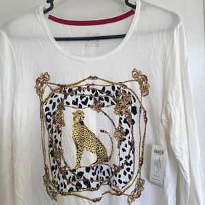 Chico’s Cheetah Graphic Long Sleeve Tee